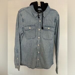 Hollister Denim Shirt Hoodie front pockets